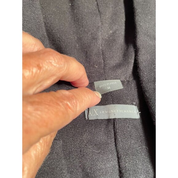 Armani Exchange Womens Black Hooded Jacket Button Details M Dolphin Hem Classic - Picture 6 of 11